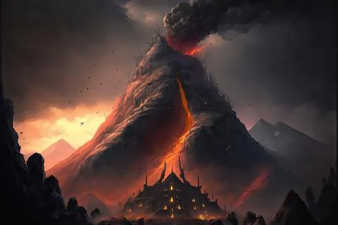 A Lab On A Volcano Stock Illustration