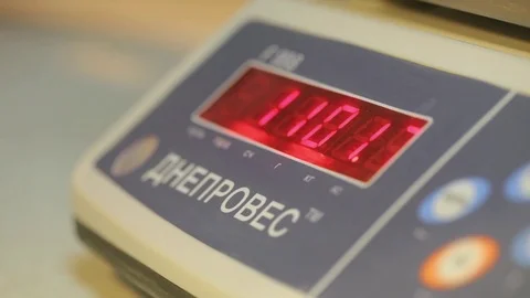 Lab weight with a red dial Stock Footage 75308982