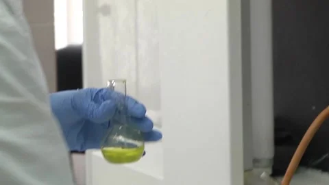 Lab worker analyzing meat sample magnifying glass Stock-Footage 99491366