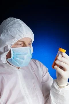 Lab worker testing a sample Stock Photos