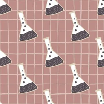 Labaatory school seamless pattern with flask brown ornament. Science artwork  스톡 일러스트