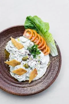 Laban yoghurt cucumber middle eastern lebanese dip snack food Stock Photos