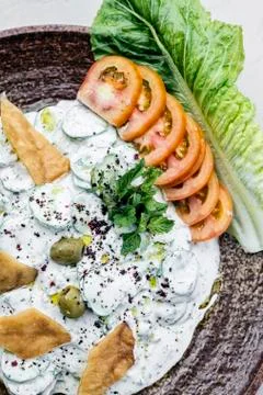 Laban yoghurt cucumber middle eastern lebanese dip snack food Stock Photos