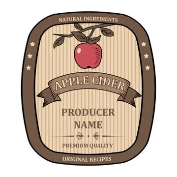 Label for Apple Cider template retro vector isolated Illustrazione stock
