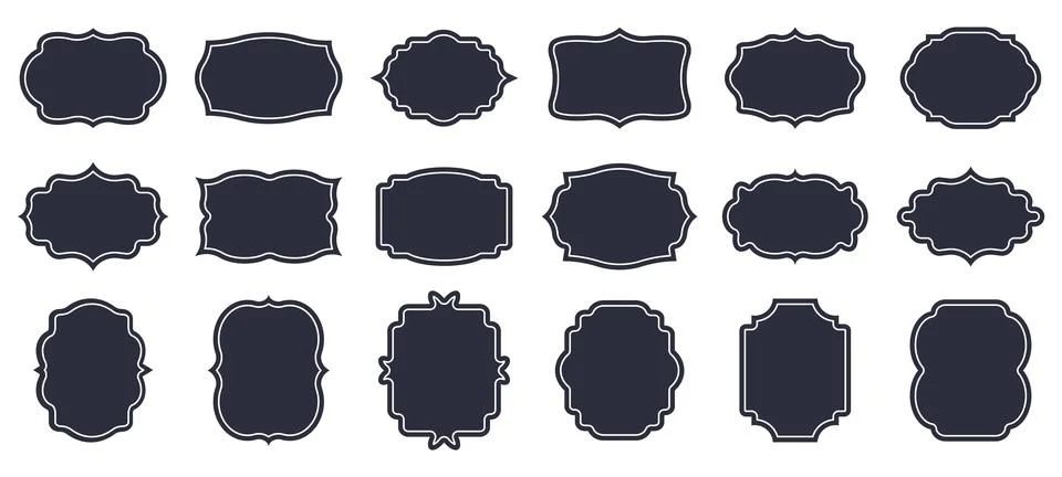Label badge. Shield frame border, elegant royal luxury crest emblem or stamp Stock Illustration