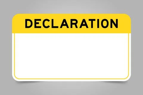 Label banner that have yellow headline with word declaration and white copy.. Stock Illustration