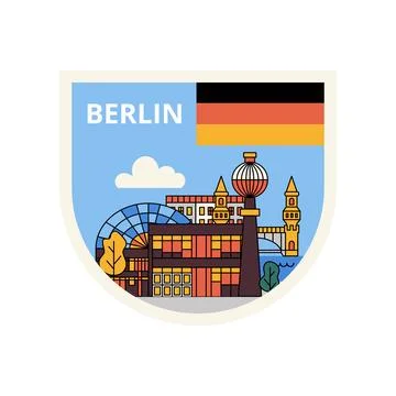 Label Berlin Flat Line Concept Stock Illustration