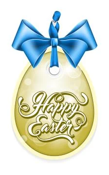 Label with blue bow Stock Illustration