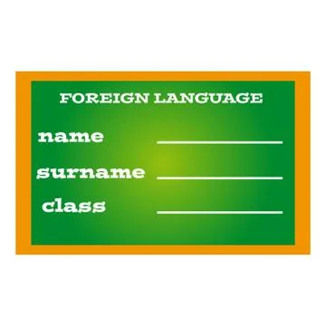 Label book foreign language on green background Stock Illustration