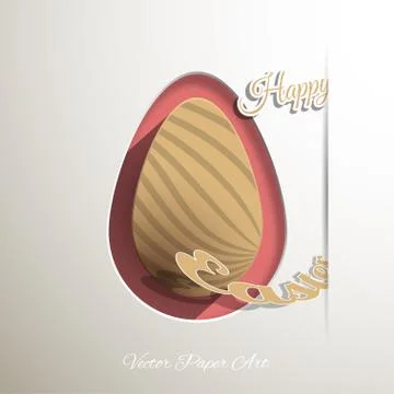 Label of brown Easter egg with shadow and line pattern, text inserted in pock Stockillustratie