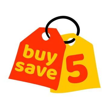 Label buy save 5, vector illustration Stock Illustration
