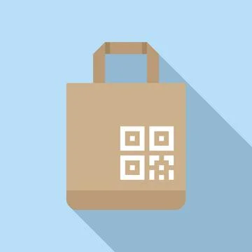Label cell app icon flat vector. Scan paper bag 스톡 일러스트