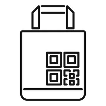 Label cell app icon outline vector. Scan paper bag Stockillustratie