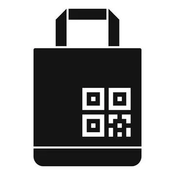 Label cell app icon simple vector. Scan paper bag Illustrazione stock