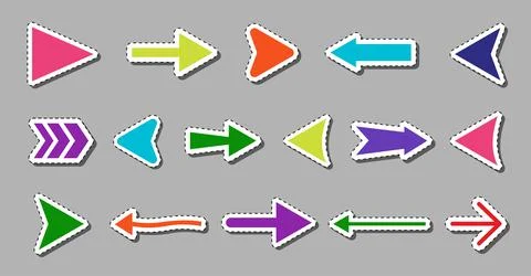 Label color arrow cursor pointer icon set on grey Stock Illustration