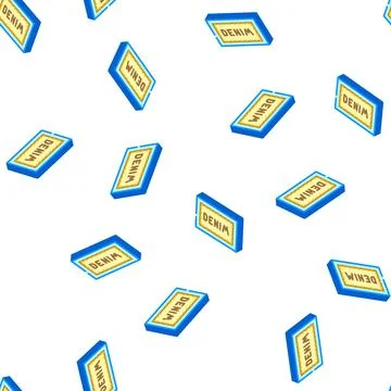 Label denim isometric icon seamless pattern Stock Illustration