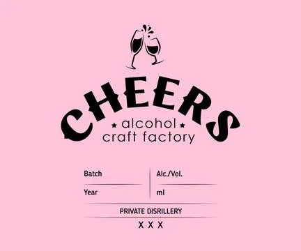 Label design with ethnic elements in thin line style. Alcohol industry emblem Illustrazione stock