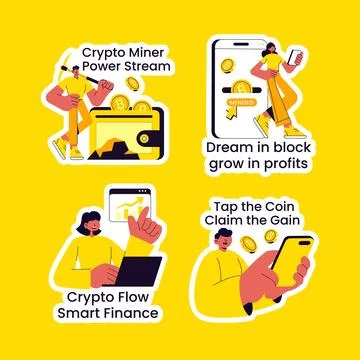 Label Design Featuring Cryptocurrency Wallet Trading With Flat Cartoon Hand.. Stock Illustration