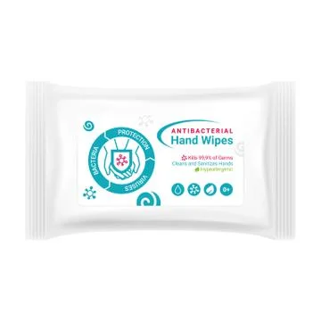 Label design for packaging of antibacterial hand wipes, sticker design Stock Illustration