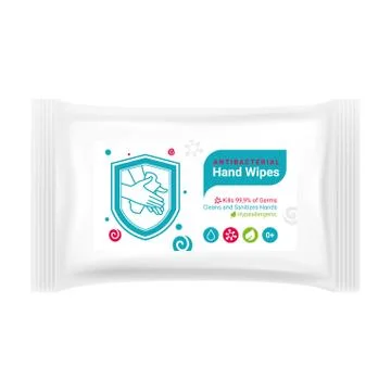 Label design for packaging of antibacterial hand wipes, sticker design Stock-Illustration
