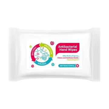 Label design for packaging of antibacterial hand wipes, sticker design for pr イラスト素材