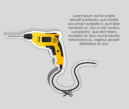 Label of a drill with cutting lines, vector illustration Stock Illustration