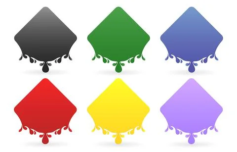 Label drops rectangle models with six variation color isolated white background Illustrazione stock