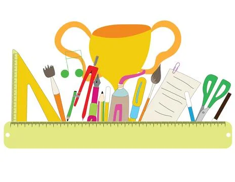 Label with educational objects Stock Illustration