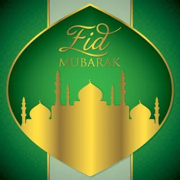 Label Eid Mubarak (Blessed Eid) card in vector format. Stock Illustration