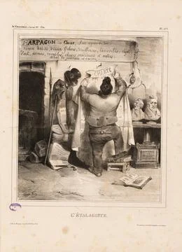 Label Eugene-Hippolyte Forest (1808-1891). Press cartoon. The developer . ... Stock Photos