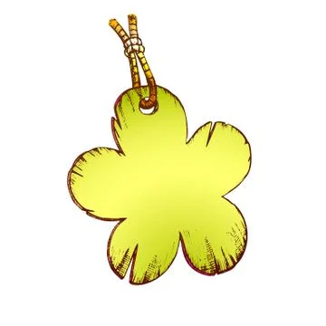 Label In Flower Form Hanging On Rope Color Vector Stock Illustration