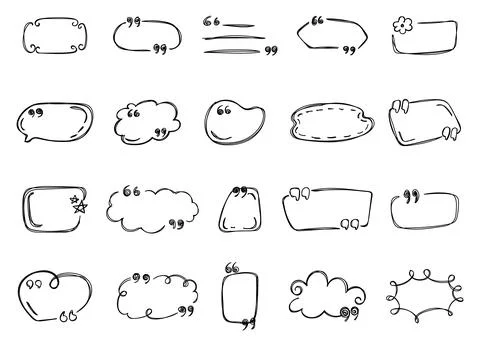 Label frame doodle talk outline set Stock Illustration