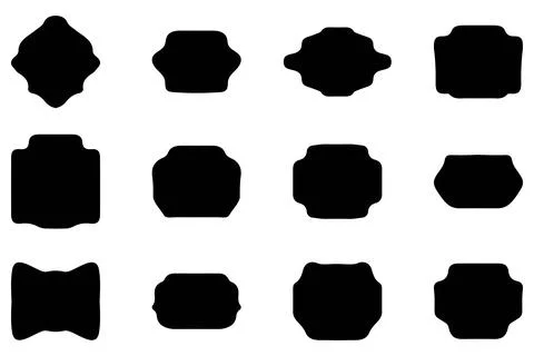 Label frame silhouette icon set Stock Illustration