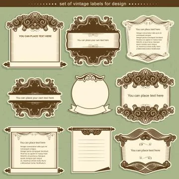 Label frames with decor vignettes.Vector illustration Stock Illustration