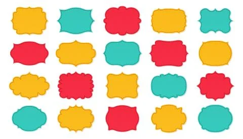 Label frames patch cartoon set scrapbook vector Stock Illustration