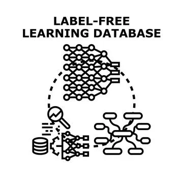 Label free learning database artificial intelligence concept Stock Illustration