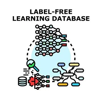Label free learning database artificial intelligence concept 스톡 일러스트