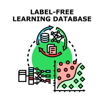 Label free learning database processing concept illustration Stockillustratie