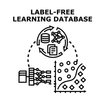 Label free learning database processing concept illustration Stockillustratie