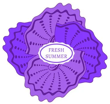Label fresh summer violet shell frame Stock Illustration