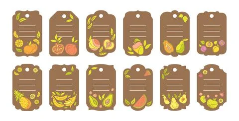 Label fruit set template sticker price tag vector Stock Illustration