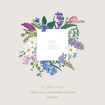 Label with garden plants. Illustrazione stock