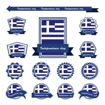 Label greece independence day flags infographic design Illustrazione stock