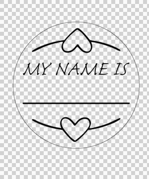 Label With Hearts circle lines outline black tag stationery Stock Illustration