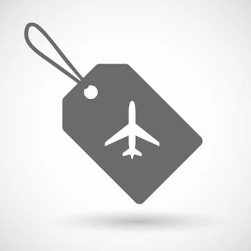 Label icon with a plane Stock Illustration