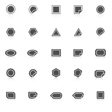 Label icons with reflect on white background Stock Illustration