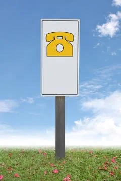 The label indicates of telephone. Foto stock