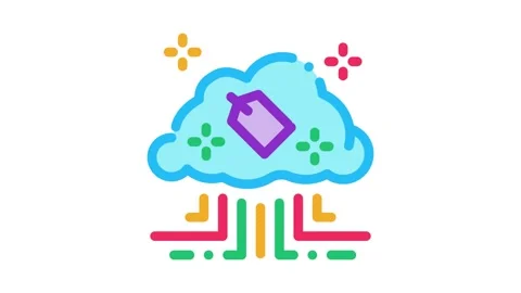 Label in internet cloud Icon Animation Stock Footage 145274743
