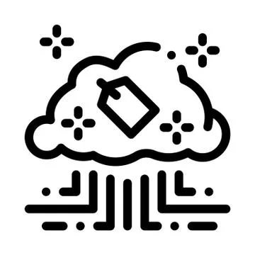 Label in internet cloud icon vector outline illustration 스톡 일러스트