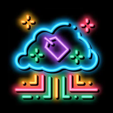 Label in internet cloud neon glow icon illustration 스톡 일러스트